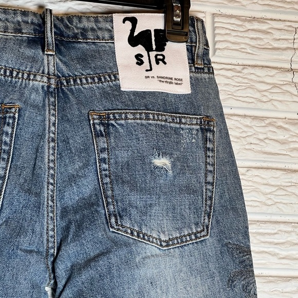 Free People x Sandrine Rose denim jeans with fabulous embroidered palm tree-NWT - Picture 6 of 11